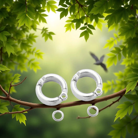 2 Pack Silver Parrot Foot Rings For Small To Medium Birds, Durable Metal Leg Bands With Opening Clip, 5.5mm Inner Diameter on branch