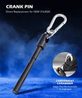 Crank pin with carabiner for OEM 3163020, shown close-up against blue background with product use inset.