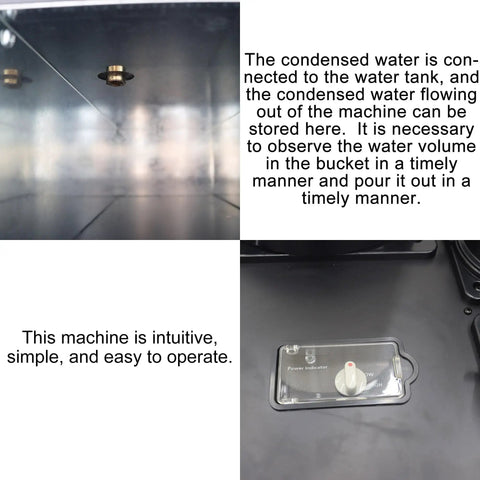 Interior view of Top Tier 220V Industrial Portable Air Conditioner 15400 Btu Spot Cooler water tank and control knob.