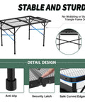 Tool Free Foldable Outdoor Table With Wing Panels And Mesh Desktop 3x2 Ft Picnic Table Height Adjustable and details