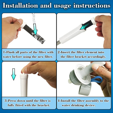 Step-by-step guide for Replacement Water Bottle Filter Set For Brita BB06 Compatible Bottles installation and usage.