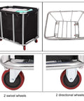 Built Like A Tank 12 Bushel Laundry Cart with heavy duty stainless steel frame and smooth-rolling wheels for easy transport.