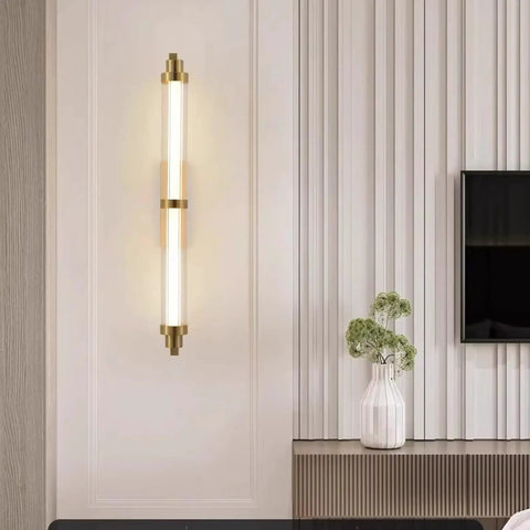 JGSYD Led Modern Wall Lamp Indoor with Remote Control Wall Light 2700K-6500K Dimmable Wall Sconce Long Strip Decorative Wall Lighting Stainless Steel for Bedroom Hallway Living Room,Black-70Cm on white wall.