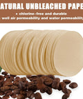 Round 56mm Disposable Coffee Filter Papers 200 Pack For Moka Pots And Drip Makers Unbleached Natural Paper with coffee beans