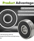 Built Tough 10 Piece 626-2RS Miniature Ball Bearings Pre Lubricated showing double sided seals for high speed operation.