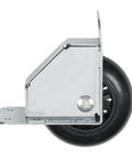 Medium Recessed Tilt Caster Housing With 2.75 Inch Diameter Polyurethane Wheel Ball Bearings 100 Pound Capacity Zinc Finish 16 Gauge Steel 12 Mounting Holes Measures 2.96 Inch By 2.96 Inch By 2.21 Inch side view
