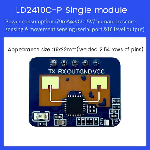 Four Pack 24GHz MmWave Human Presence Radar Sensor Motion Detection Module HLK LD2410C With Wide Up To 60 Degrees Coverage And Adjustable Sensing Range Bluetooth Or Serial Control For Smart Home Security And DIY Tinkering, 16x22mm PCB
