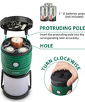 Beast Bright Camping Lantern LED Battery Powered 1500 Lumen, 360 Degree Beam showing battery insertion and closure