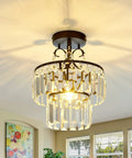 Crystal Raindrop Mini Chandelier Semi Flush Mount Ceiling Light, E26 Compatible, in a living room with faux crystal look