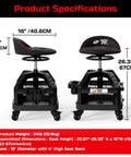 Rolling Shop Stool For Garage With Casters Adjustable Height 360 Degree Swivel Padded Mechanic Stool With Tool Tray Storage