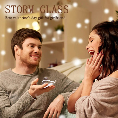 Couple enjoying Glass Weather Forecaster Desktop Weather Station Barometer Gift For Women Girlfriend Christmas Birthday Valentine Gift For Her