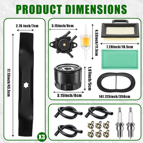 Lawnmower Tune Up Kit For D Series Compatible With D140 D150 D160 L120 L130 La140 La145 with product dimensions
