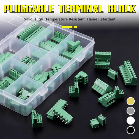 32 Set Value Pack Pluggable Terminal Block Connector Kit with Male and Female Sockets, 5.08mm Pitch, assorted configurations.