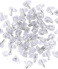 Transparent Shelf Support Pegs 95 Pack For Bookcases And Furniture 5mm Cabinet Clips in clear PVC and steel, scattered on white background.