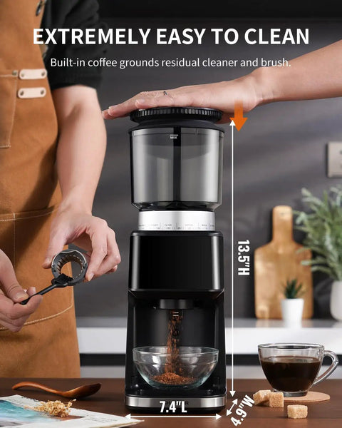 Conical Burr Espresso Coffee Grinder Electric With Precision Timer 2.0 Touchscreen Adjustable Burr Mill