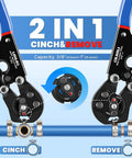 Close-up view of 2 In 1 Ratchet PEX Crimping Tool With Cinch And Remove Function, showing detailed mechanism and labels.
