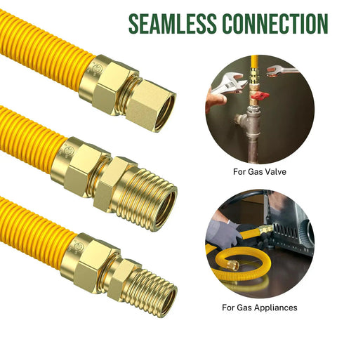 Heavy Duty 48 Inch Flexible Gas Line With Connectors For Stoves Dryers And Water Heaters Fits Most LG GE And Samsung Ranges Built To Last