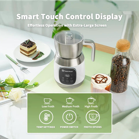 Barista Grade Milk Frother With Variable Temperature And Froth Thickness For Lattes And Hot Chocolate 21 Oz Capacity With Smart Touch Control Dishwasher Safe And Memory Function