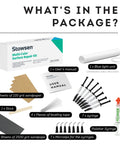 All-In-One Surface Repair Kit For Chips And Scratches Fix It Fast At Home On Tiles Countertops And Bathroom Fixtures Works On Porcelain Granite Marble Quartz Fiberglass And More package contents including sandpapers, syringes, and blue light unit
