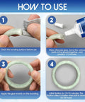 Four-step guide showing how to use 3.4 Oz Jewelry Glue For Metal And Stone With Precise Pointed Tip Quick Dry Transparent Adhesive