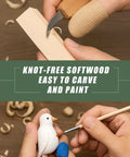 Close-up of hands using Whittling Wood Carving Blocks Set 24 Pieces In 3 Sizes For DIY Projects with carving and painting tools