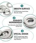 Ultra Handy 100 Piece M6 Wave Lock Washer Set In 304 Stainless Steel, curved spring washers shown with smooth surface