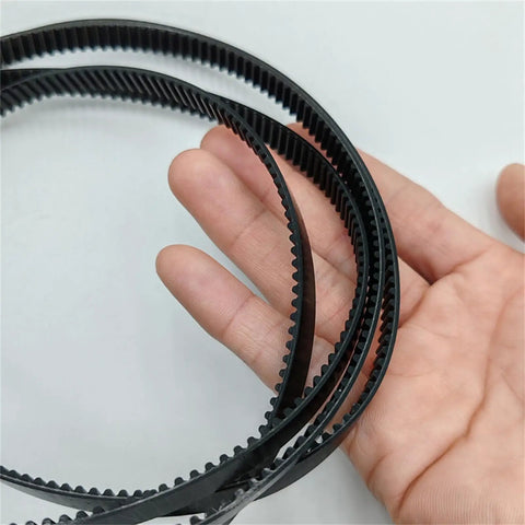 Heavy Duty Replacement Drive Belt For Stand Mixers With 125 Teeth And 375mm Length Made From Tough Rubber showing three belts in hand
