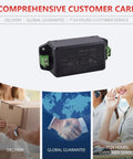 Workhorse 12 Volt 2.5 Amp 30 Watt Din Rail Power Supply with AC input, compact design, and customer service info.