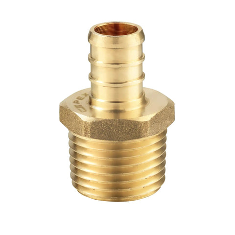 Pack Of 4 Pex 3/4 Inch To 3/4 Inch Male NPT Brass Crimp Fittings Adapter For Pex Tubing closeup showing thread details