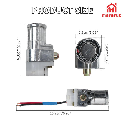 Ignition Switch Kit For E Bikes And Scooters With 2 Keys Heavy Duty Lock Cylinder Replacement Part On Off Switch Pre Wired Connector Fits Electric Bicycles Motorcycles ATVs And More