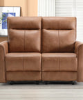 Manual Loveseat Recliner Sofa With Wall Hugger Design Two Seat Reclining Love Seat In Leathaire Brown Independent Recline