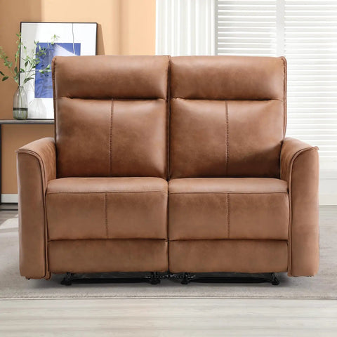 Manual Loveseat Recliner Sofa With Wall Hugger Design Two Seat Reclining Love Seat In Leathaire Brown Independent Recline