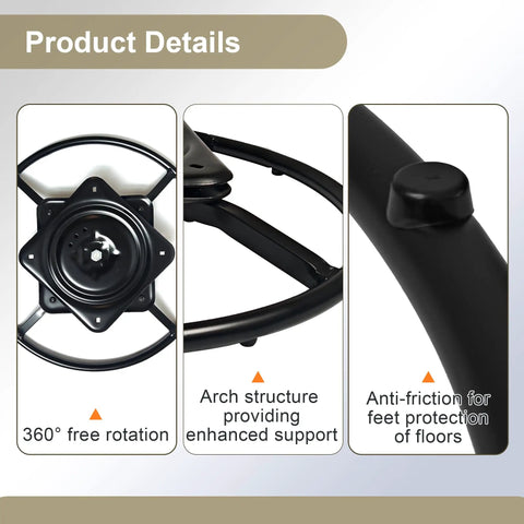 22 Inch Height Increase Heavy Duty Recliner Swivel Base Replacement With 10.2 Inch Square Swivel Plate, 360° rotation view