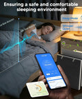 Person sleeping with air purifier, smartphone app showing Replacement Filter For Vital 100 Air Purifier, 3 Pack, 3In1 Active
