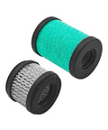 Oil Mist Filter Kit For Edwards Vacuum Pumps RV3 RV5 RV8 RV12 Two Stage Rotary Vane Pump Includes Oil Mist Element A22304198 And Odor Removal Filter A22304079 2 Pack, showing two filter elements
