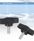 Knurled Clamping Knobs Set M4 x 12mm Male Thread 27mm Head Black Pack Of 20 Versatile Thumb Screws in front view