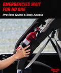 Jeep Fire Extinguisher Mount For Offroad Roll Bar Holder Badass Wrangler And Gladiator Accessory installed on roll cage.