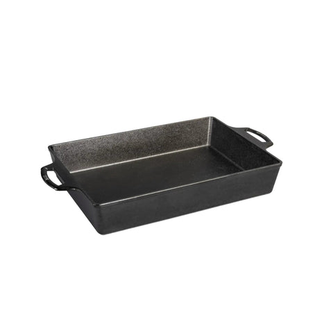Seasoned Cast Iron Casserole Pan 9 By 13 Inch Heavy Duty Bake Dish for Everyday Cooking with dual handles and high sidewalls