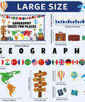 Bulletin Board Set With World Map Cutout, Travel Theme Icons, 14 National Flags, 16 Travel Cutouts And 16 Borders Layout