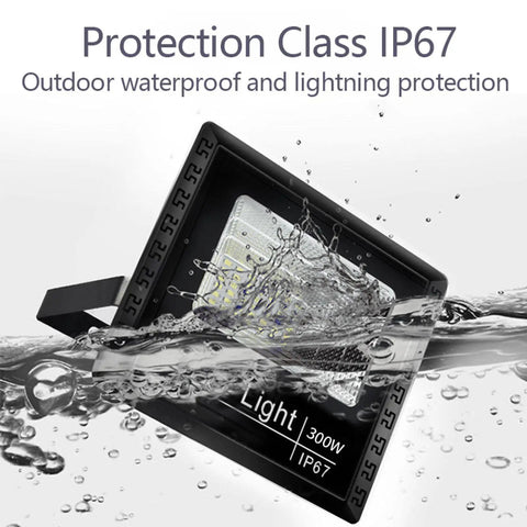 Tough As Nails Solar Powered Outdoor Security Lights With Remote Control Waterproof Led Wall Lamp submerged in water, IP67 rated.