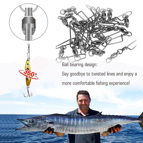 Saltwater Fishing Snap Swivel High Strength Ball Bearing Connectors Stainless Steel Corrosion Resistant Black Nickel 25 Pieces 31 Lbs Beefy Break Strength For Freshwater And Saltwater Tackle, stainless steel snap swivels for lure rotation