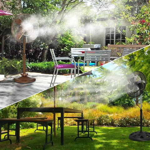 Ultimate Outdoor Misting Fan Kit For A Cool Patio Breeze With Water Mister, 19.36 Ft Misting Line, patio cooling setup