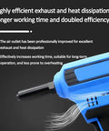 Pro Grade Heavy Hitter Cordless Rivet Gun With 20V Brushless Motor and auto recoil showing efficient exhaust system and air outlet.