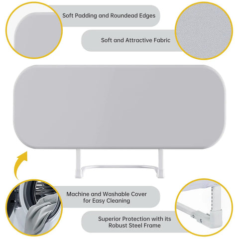 Travel Friendly Toddler Bed Rail Guard For Crib To King Size Beds Portable Baby Side Rail with washable cover and steel frame