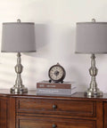 Table Lamps For Living Room Set Of 2 With 3-Way Dimmable Touch Control, Dual USB Ports, Gray Fabric Shade Nightstand Lamps