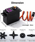 MG996R Servo Motor Upgrade With 55G Metal Gear Torque Digital RC Servo dimensions and gear attachments