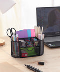 Mesh Desk Organizer With Eight Compartments And One Drawer Pencil Holder For Desk Office Supplies Storage School Stationery Tray on desk