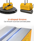 Heavy Duty Steel Adjustable Manhole Cover Hoist With 400 Lb Lift Capacity Ergonomic Handle 360 Degree Rotating Hook for lifting round bars and steel plates.