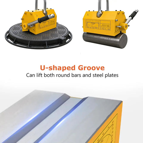 Heavy Duty Steel Adjustable Manhole Cover Hoist With 400 Lb Lift Capacity Ergonomic Handle 360 Degree Rotating Hook for lifting round bars and steel plates.
