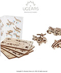 Four Pack Wooden 3D Aircraft Puzzle Kit For Kids 5 Plus Buildable Mechanical Models with instruction manual and wooden sheets